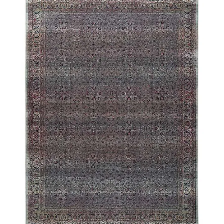 Dark Vintage Floral Washable Area Rug, 7x9
