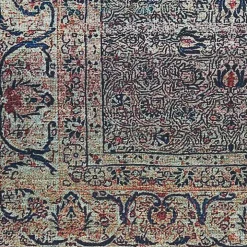 Dark Vintage Floral Washable Area Rug, 7x9