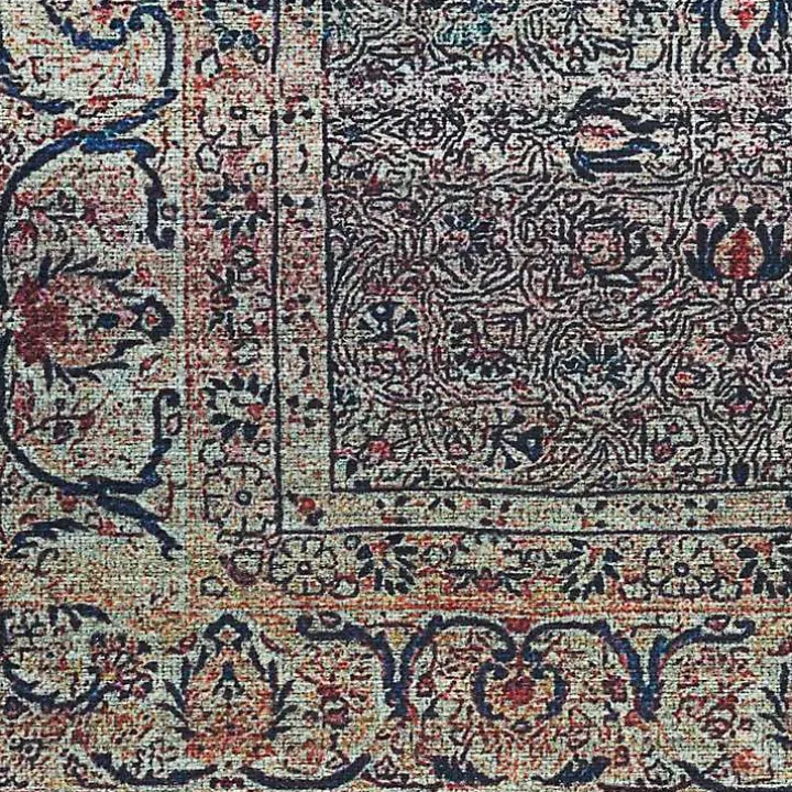 Dark Vintage Floral Washable Area Rug, 5x7