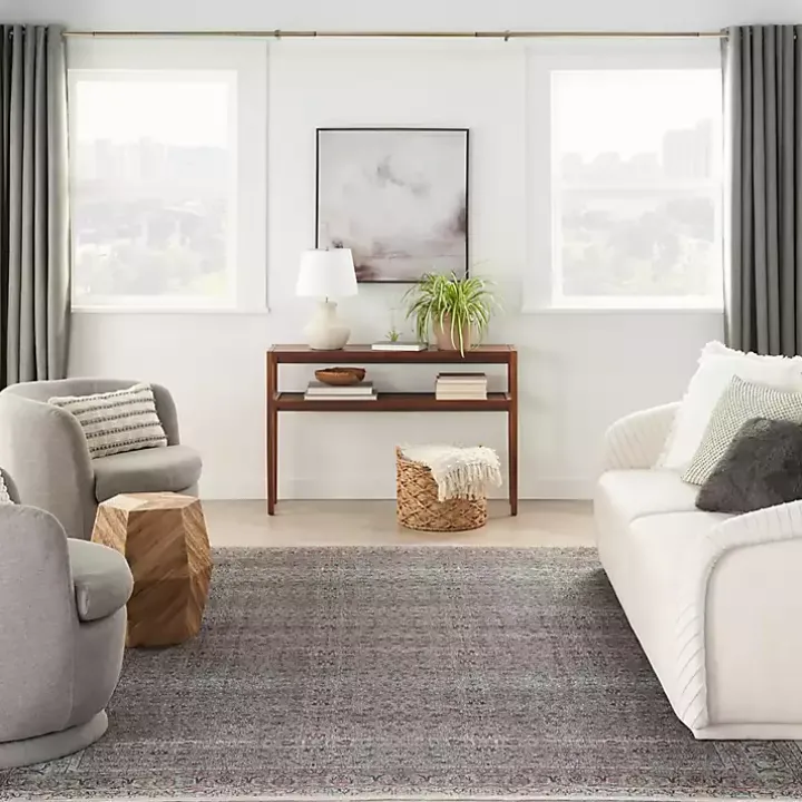 Dark Vintage Floral Washable Area Rug, 7x9