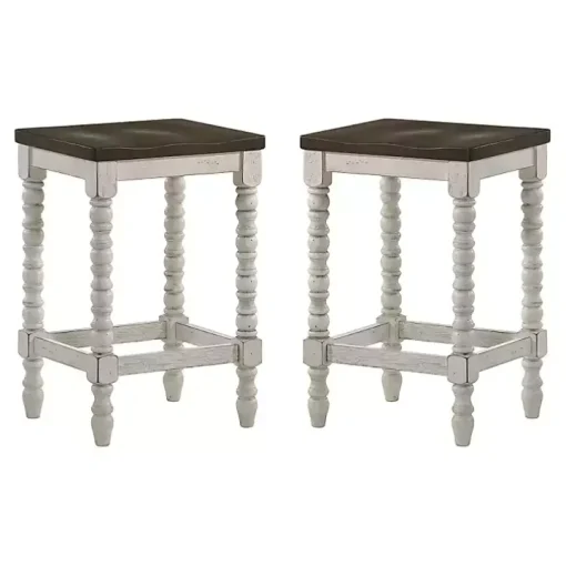 Dark Walnut & White Wood Ema 2-pc. Counter Stools