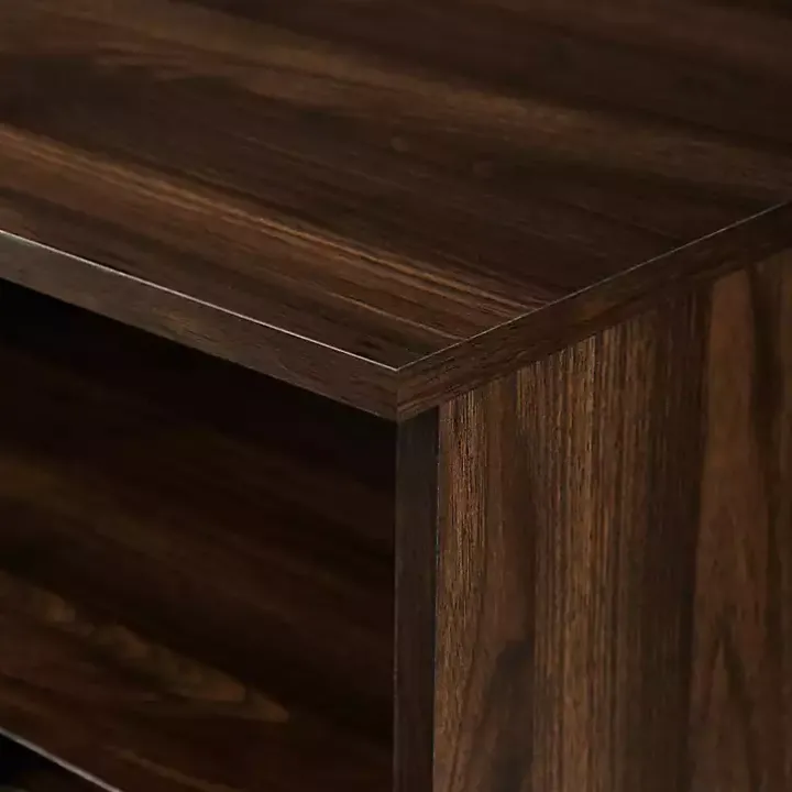 Dark Walnut Angled Door Wooden Sideboard Cabinet