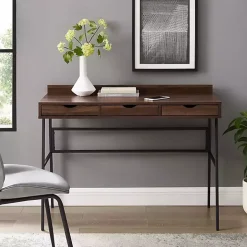 Dark Walnut Angled 3-Drawer Desk