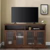 Dark Walnut Glass Door Classic TV Stand
