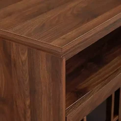 Dark Walnut Glass Door Classic TV Stand