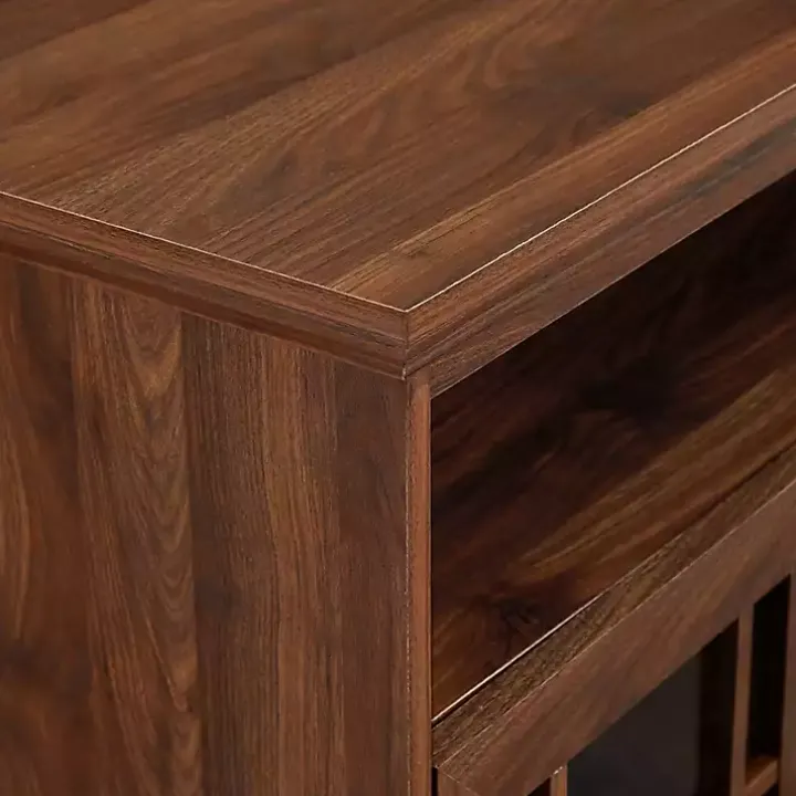 Dark Walnut Glass Door Classic TV Stand