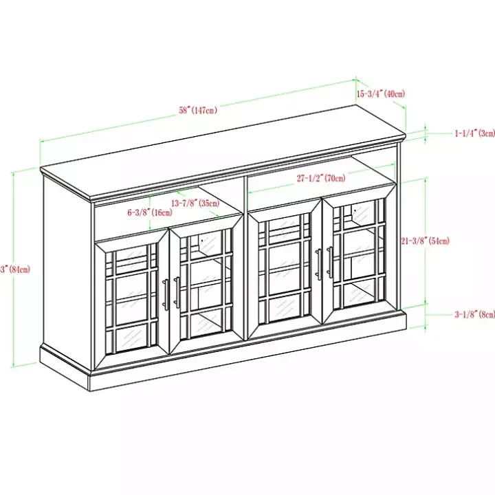 Dark Walnut Glass Door Classic TV Stand