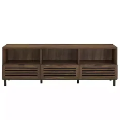 Dark Walnut Rustic Slat Door TV Stand, 70 in.