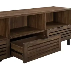 Dark Walnut Rustic Slat Door TV Stand, 70 in.