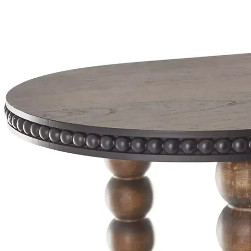 Dark Wood Beaded Spindle Console Table