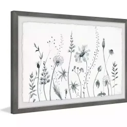 Deckled Gray Flower Fields Framed Art Print