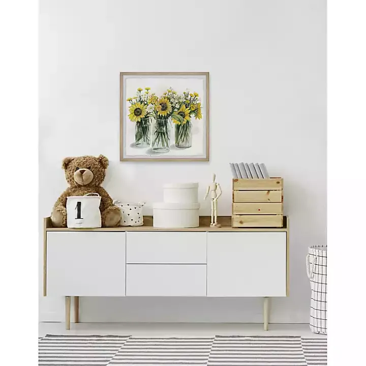 Deckled Sunflower Trio Framed Art Print