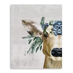 Deer and Wildflowers Giclee Canvas Art Print