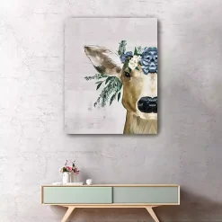 Deer and Wildflowers Giclee Canvas Art Print