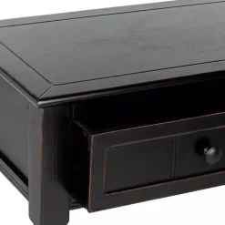 Distressed Black Wood 2-Drawer Console Table