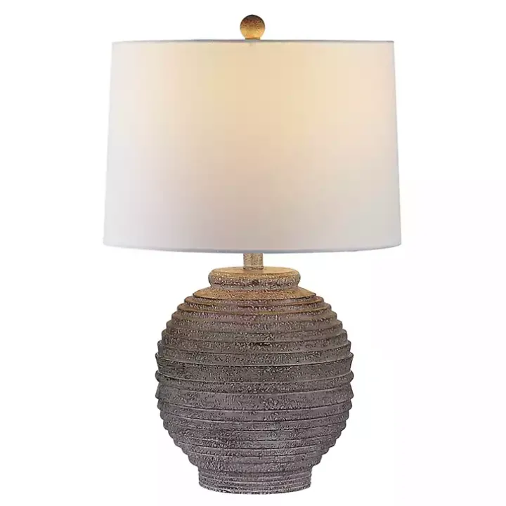 Distressed Charcoal Textured Resin Table Lamp