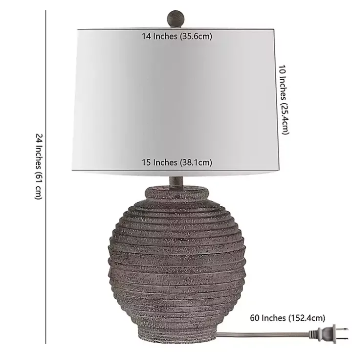 Distressed Charcoal Textured Resin Table Lamp