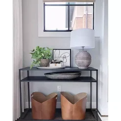 Distressed Charcoal Textured Resin Table Lamp