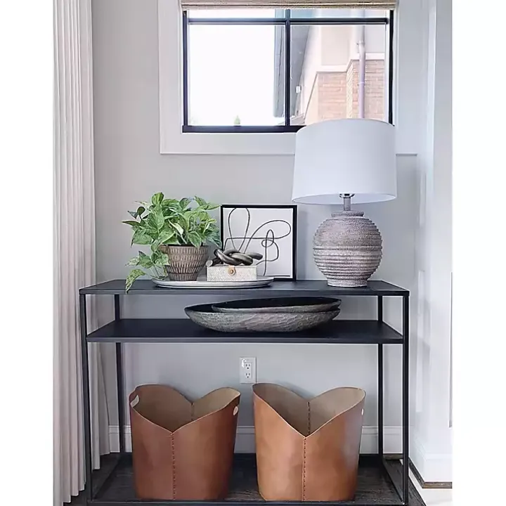 Distressed Charcoal Textured Resin Table Lamp