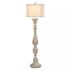 Distressed Cream Spindle Floor Lamp