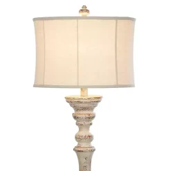 Distressed Cream Spindle Floor Lamp