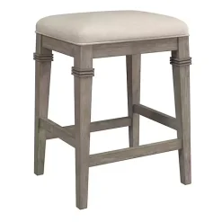 Distressed Gray and Beige Counter Stool