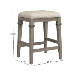 Distressed Gray and Beige Counter Stool