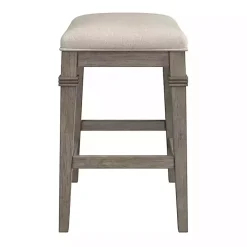 Distressed Gray and Beige Counter Stool