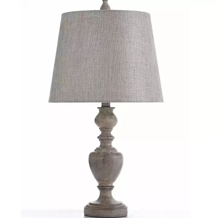 Distressed Gray and Cream Table Lamp