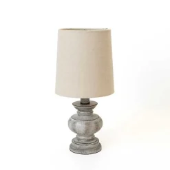 Distressed Gray Baluster Mini Table Lamp