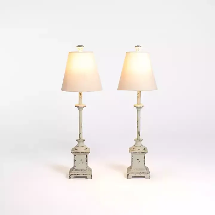 Distressed Gray Buffet Lamps, Set of 2