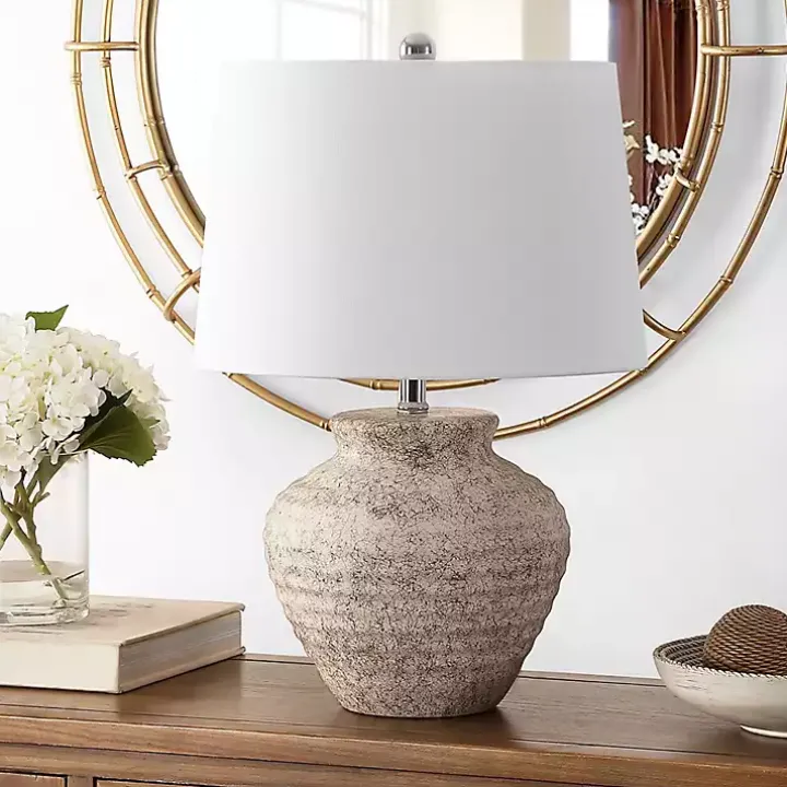 Distressed Gray Ceramic Jug Ledger Table Lamp