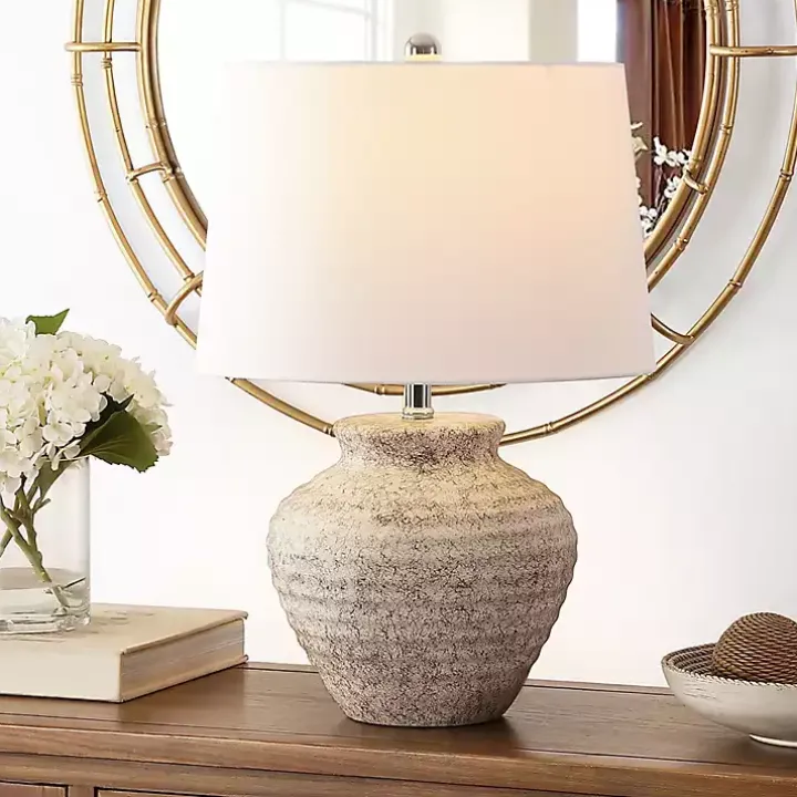 Distressed Gray Ceramic Jug Ledger Table Lamp