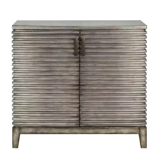 Distressed Gray Linear 2-Door Wooden Chest