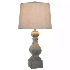 Distressed Gray Traditional Baluster Table Lamp