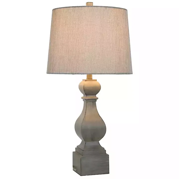 Distressed Gray Traditional Baluster Table Lamp
