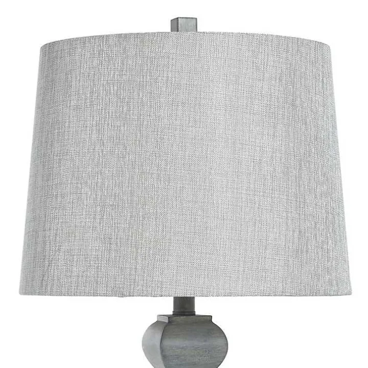 Distressed Gray Traditional Baluster Table Lamp