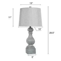 Distressed Gray Traditional Baluster Table Lamp