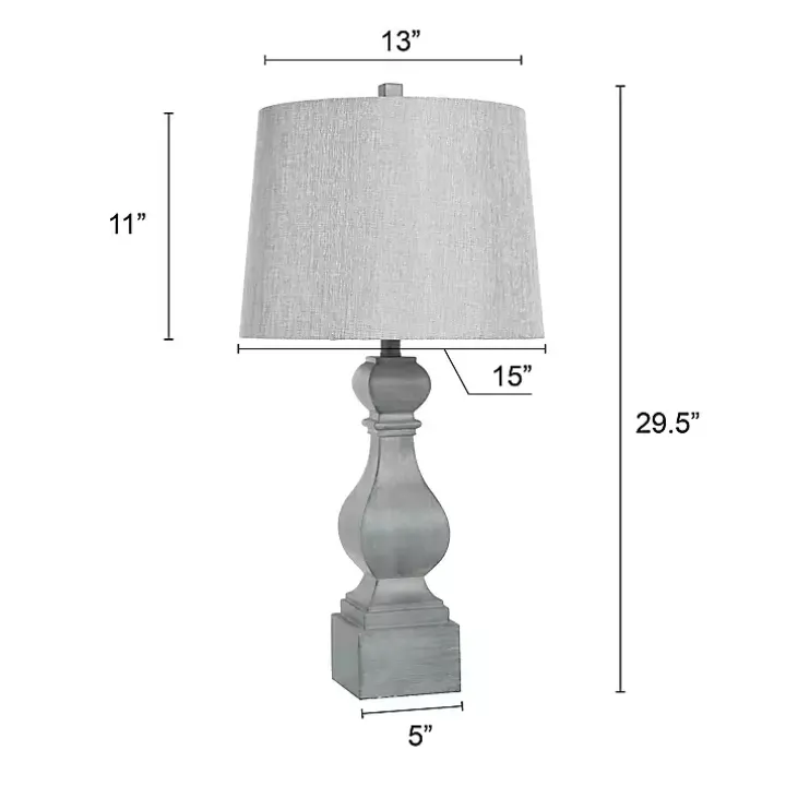 Distressed Gray Traditional Baluster Table Lamp