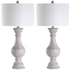 Distressed Ivory Faux Wood Table Lamps, Set of 2
