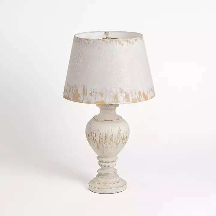 Distressed Ivory Painted Table Lamp