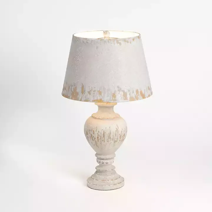 Distressed Ivory Painted Table Lamp