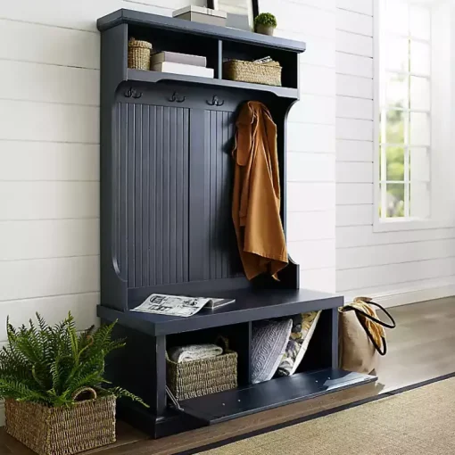 Distressed Navy Seanan Storage Hall Tree