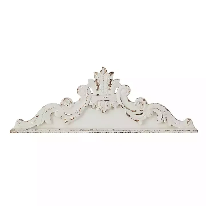 Distressed White Carved Arabesque Wall Plaque