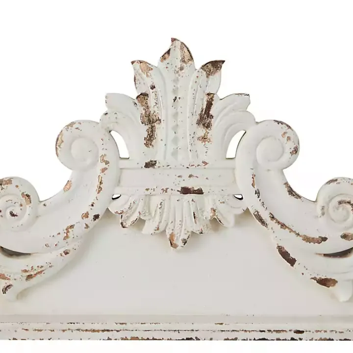 Distressed White Carved Arabesque Wall Plaque