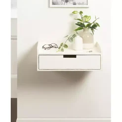 Distressed White Drawer Kitt Floating Side Table