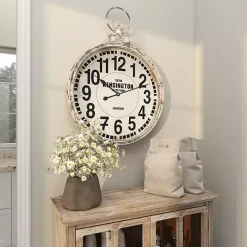 Distressed White Pocket Wall Clock