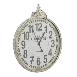 Distressed White Pocket Wall Clock
