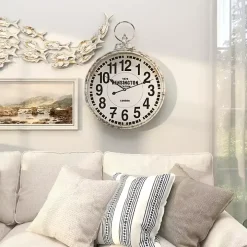 Distressed White Pocket Wall Clock