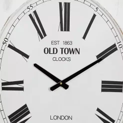 Distressed White Wood Scroll Wall Clock